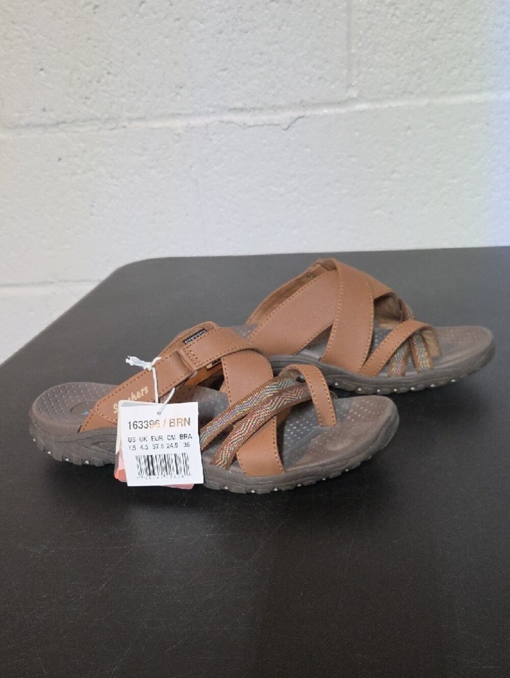 Skechers Womens Brown Dual-Strap Slide Sandals - Picture 5 of 8